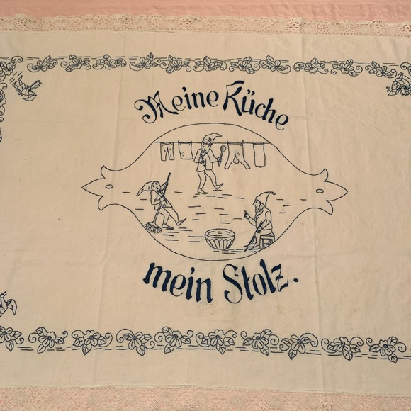 Vintage German Embroidered Lace Tablecloth - Picture 7 of 15